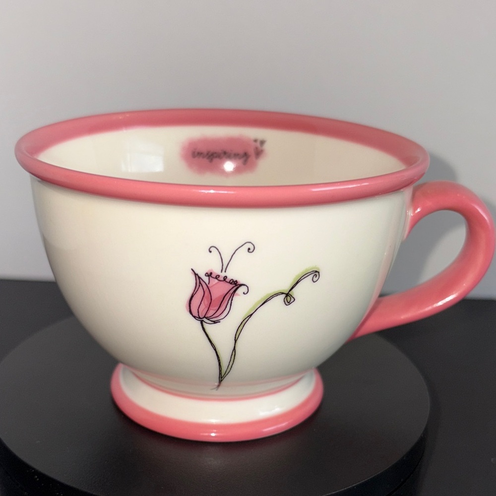 Starbucks Inspiring Mug Cup 2006 White Pink Flower